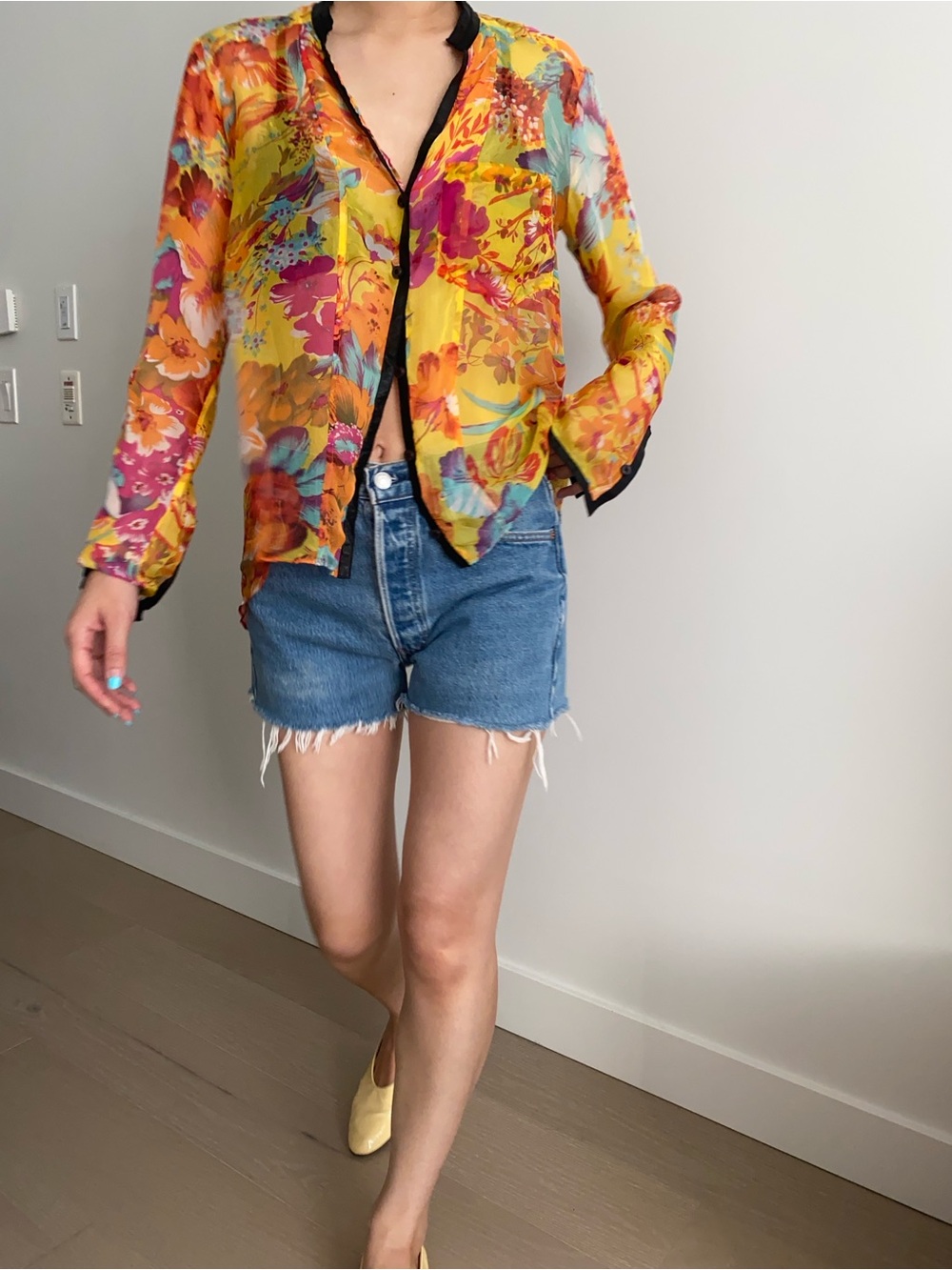 Helmut Lang silk floral blouse